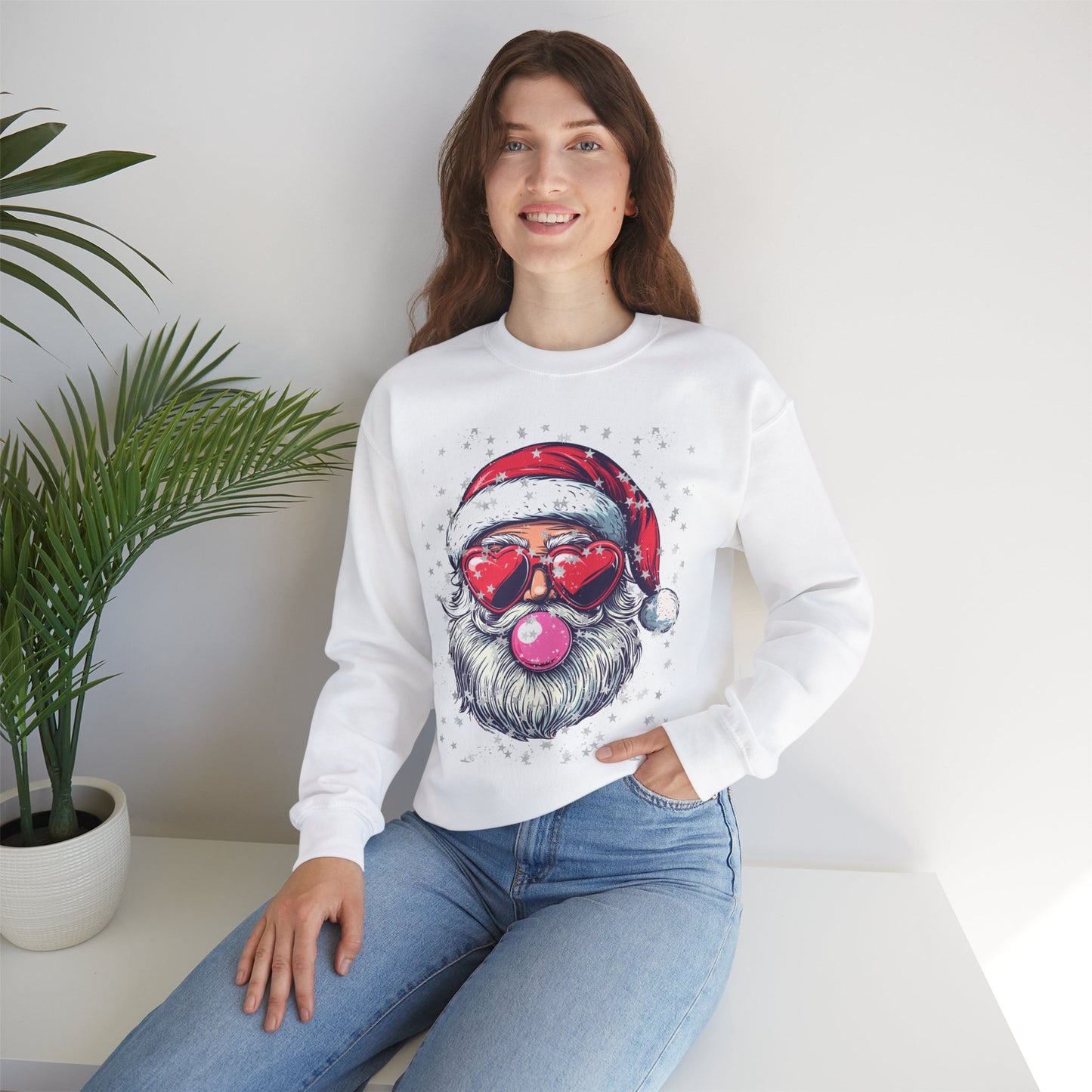 Retro Bubblegum Santa - Unisex Heavy Blend™ Crewneck Sweatshirt