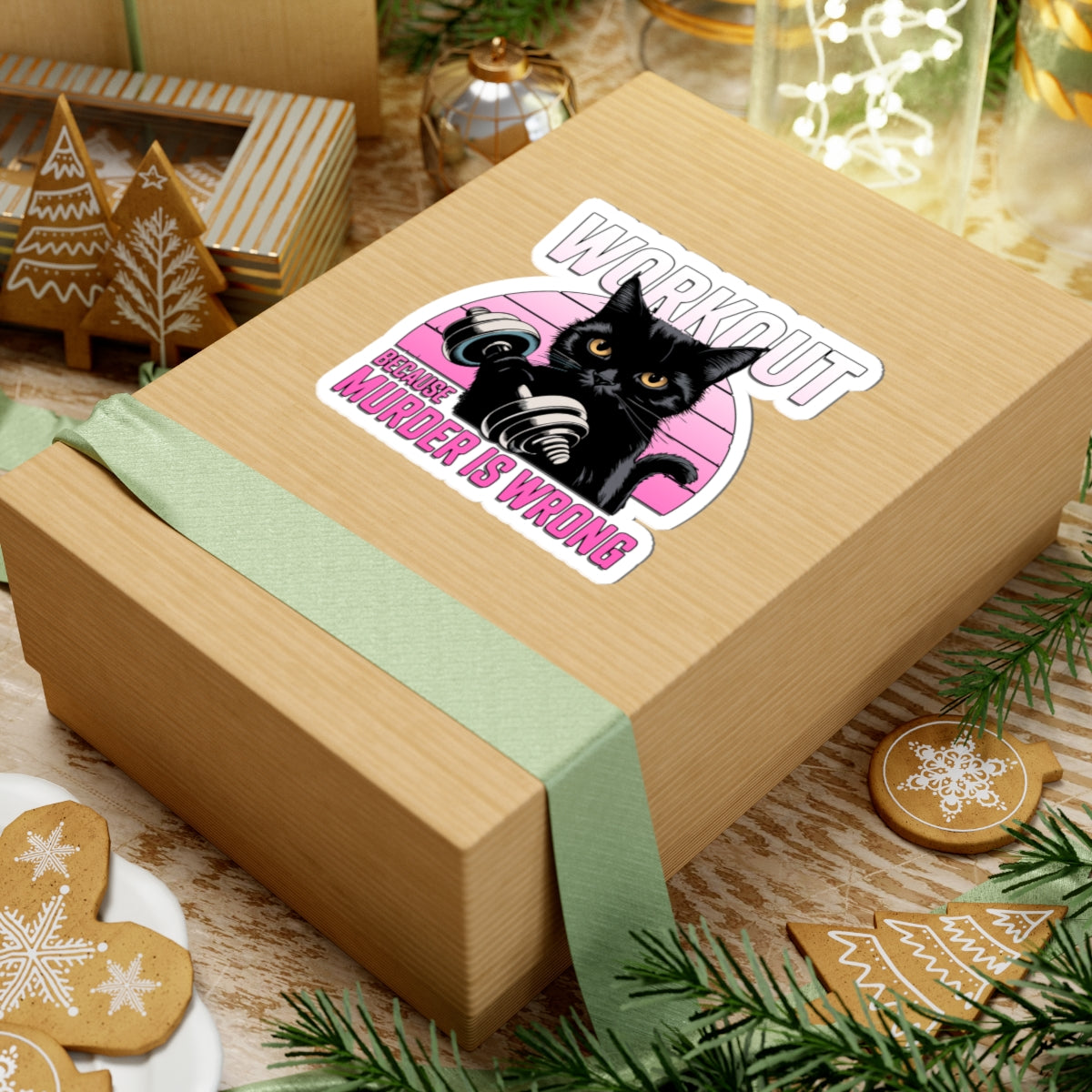 Workout Cat Kiss-Cut Stickers - Fun Fitness Décor