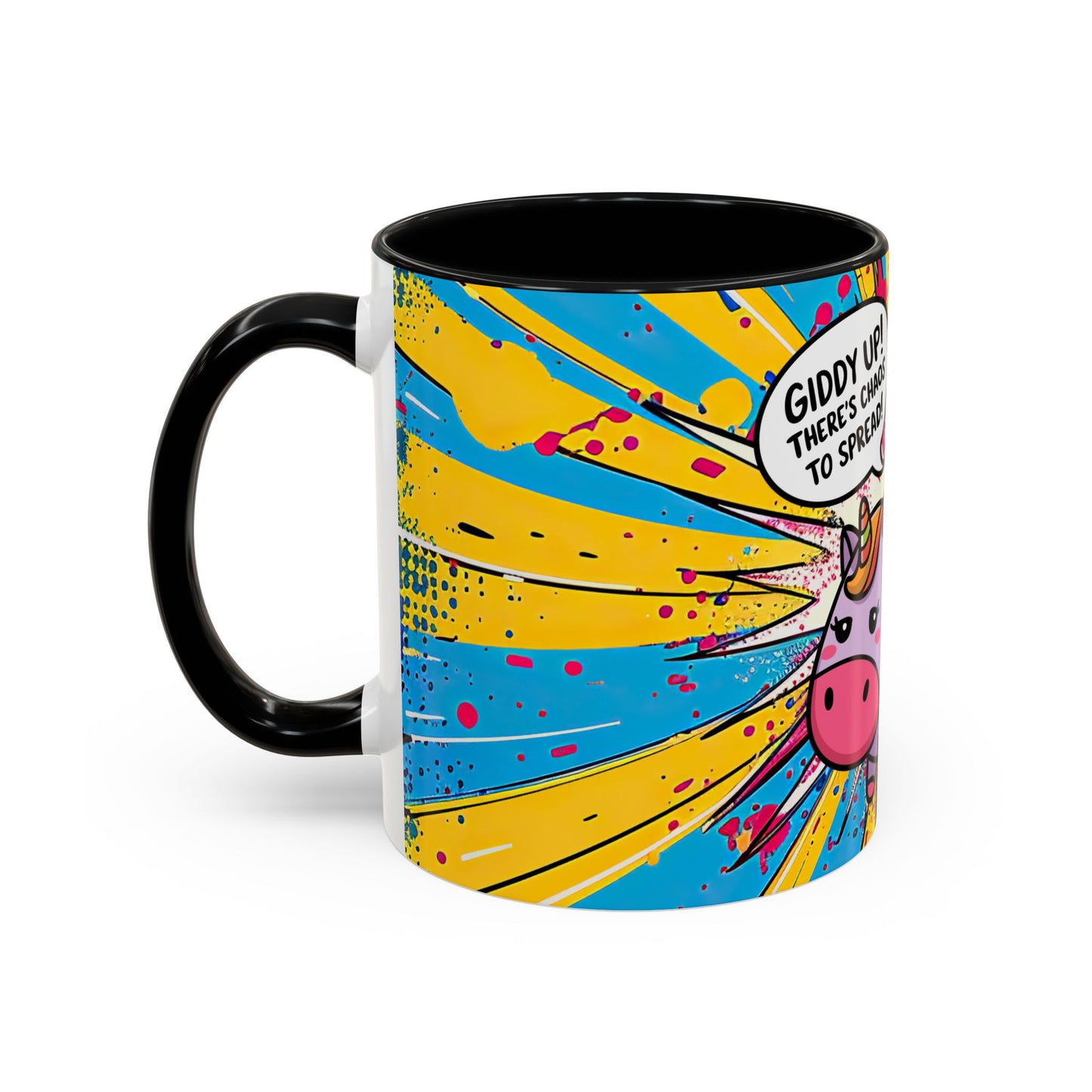 Giddy Up There's Chaos To Spread, Unicorn Cat Design - (11oz or 15oz) Coffee Mug