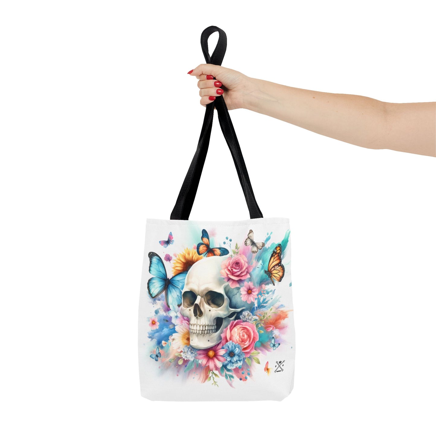 Watercolor Skull and Butterflies (white) - Tote Bag (AOP)