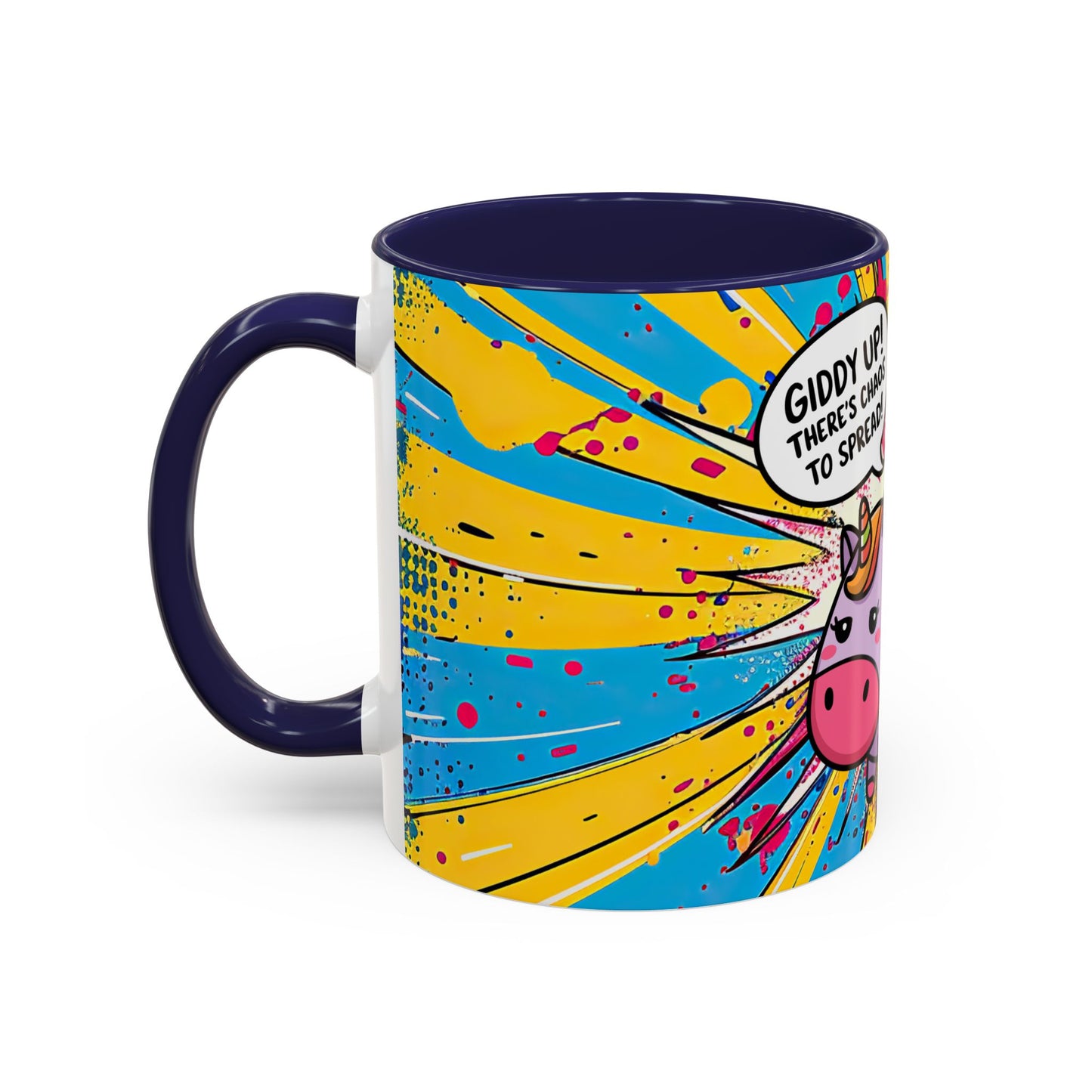 Giddy Up There's Chaos To Spread, Unicorn Cat Design - (11oz or 15oz) Coffee Mug