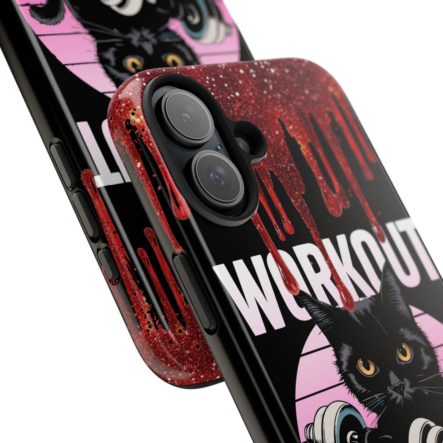 Edgy Cat Tough Phone Case - 'Workout Because Murder Is Wrong'