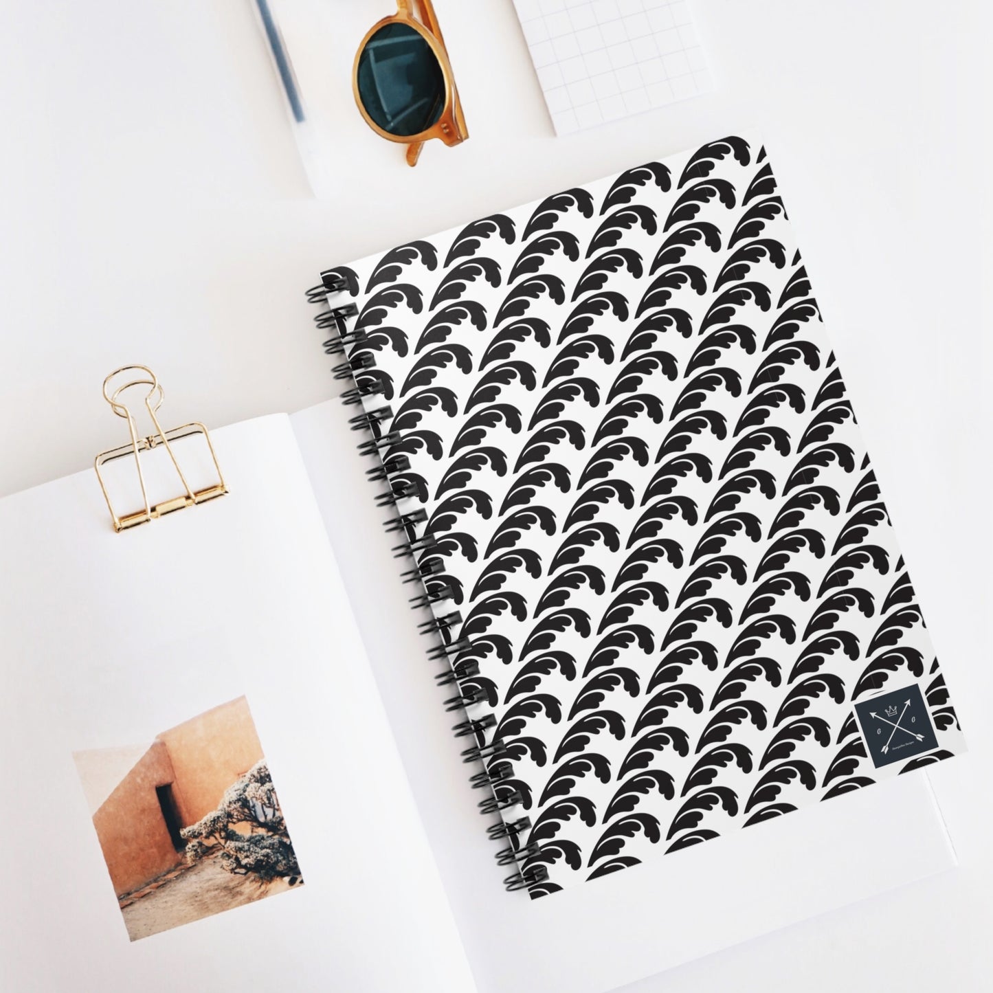 Beautiful Beloved Flourish (black/white) - Spiral Notebook - Ruled Line