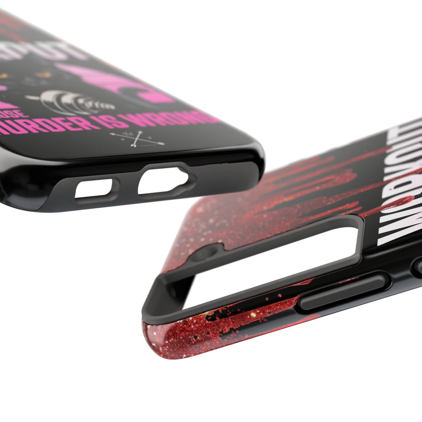 Edgy Cat Tough Phone Case - 'Workout Because Murder Is Wrong'