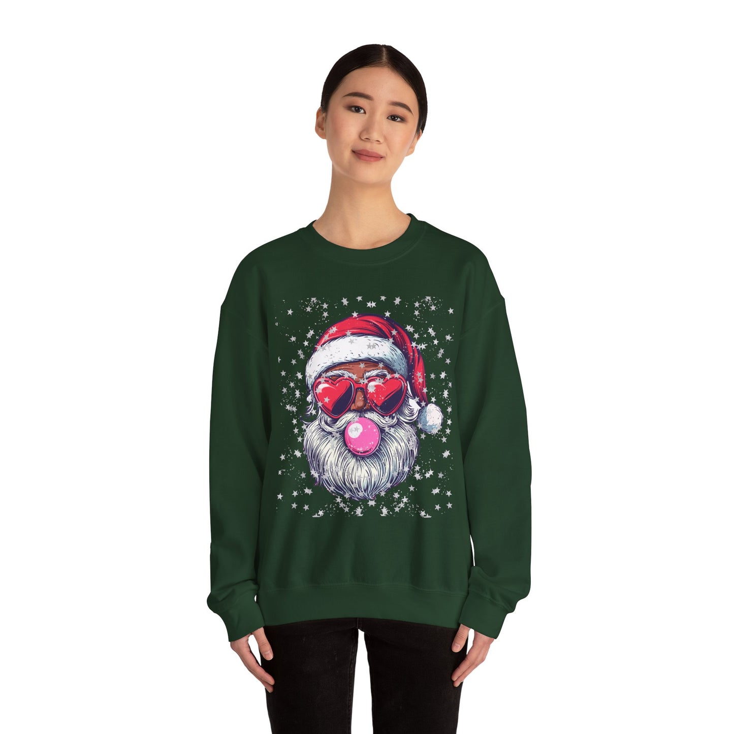 Retro Bubblegum Black Santa - Unisex Heavy Blend™ Crewneck Sweatshirt