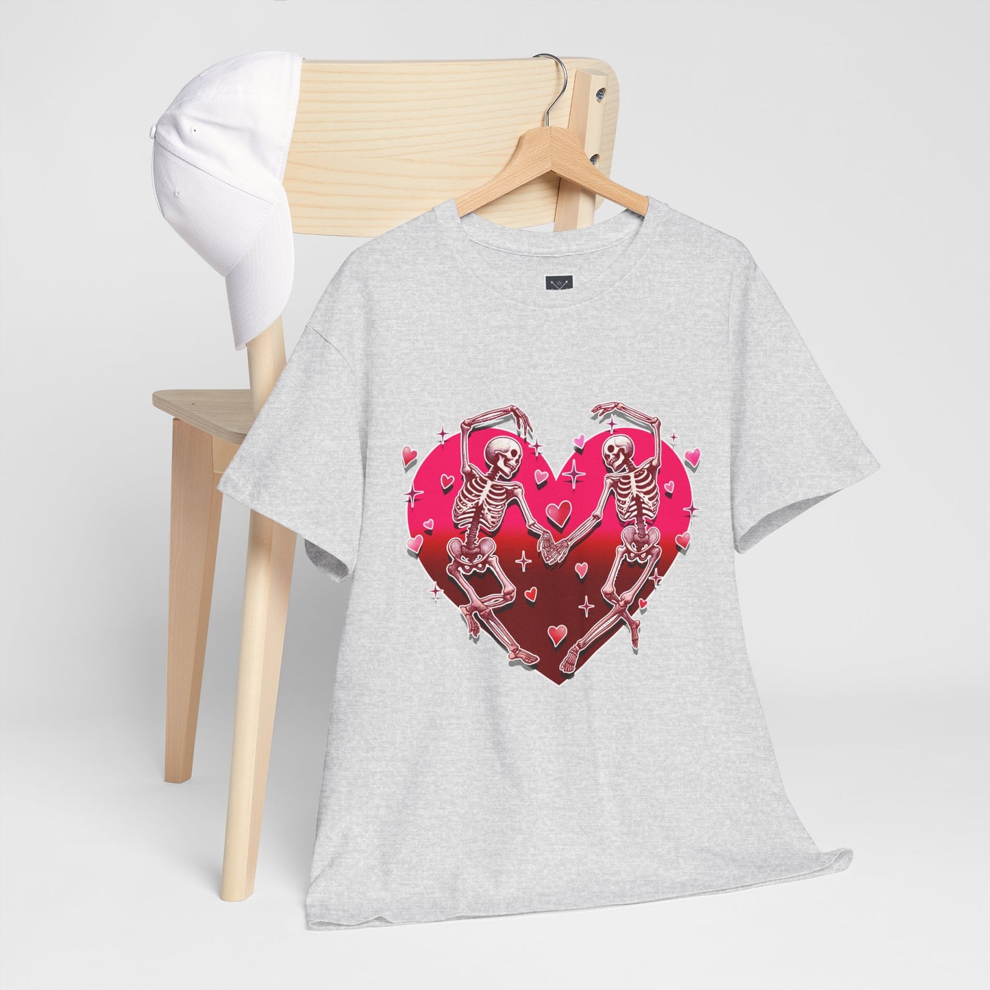 Skeleton Lovers Heart Graphic - Unisex Heavy Cotton T-shirt
