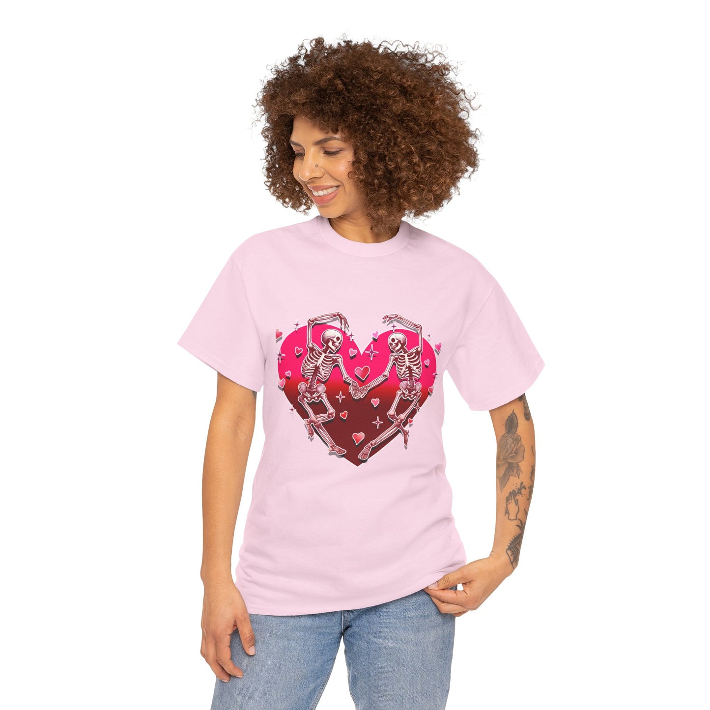 Skeleton Lovers Heart Graphic - Unisex Heavy Cotton T-shirt