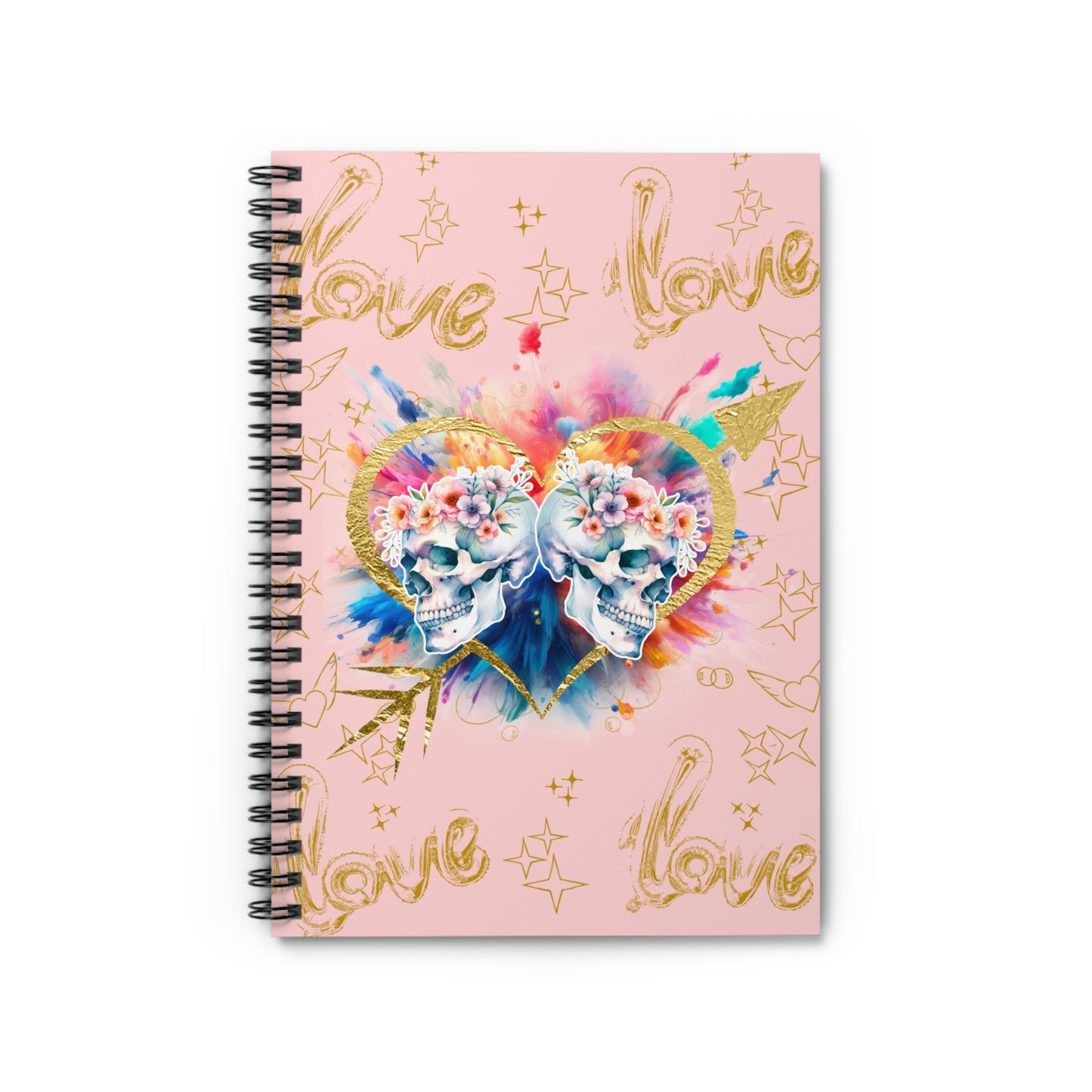 Love is Golden Watercolor (pink) - Spiral Notebook - Ruled Line