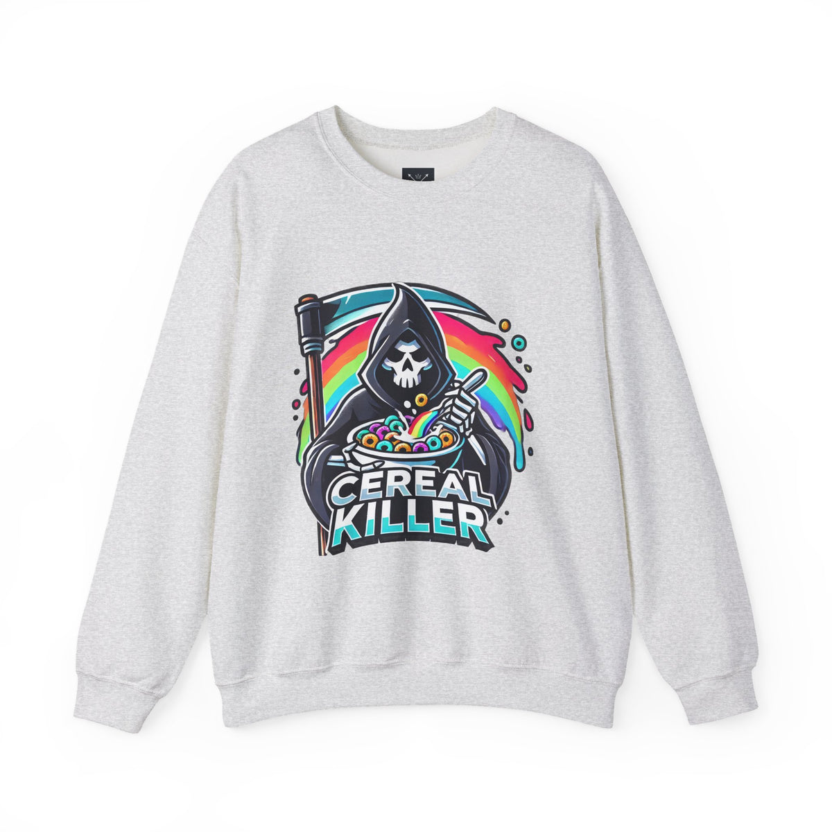 Cereal Killer Crewneck Sweatshirt — Funny Grim Reaper Cereal Graphic