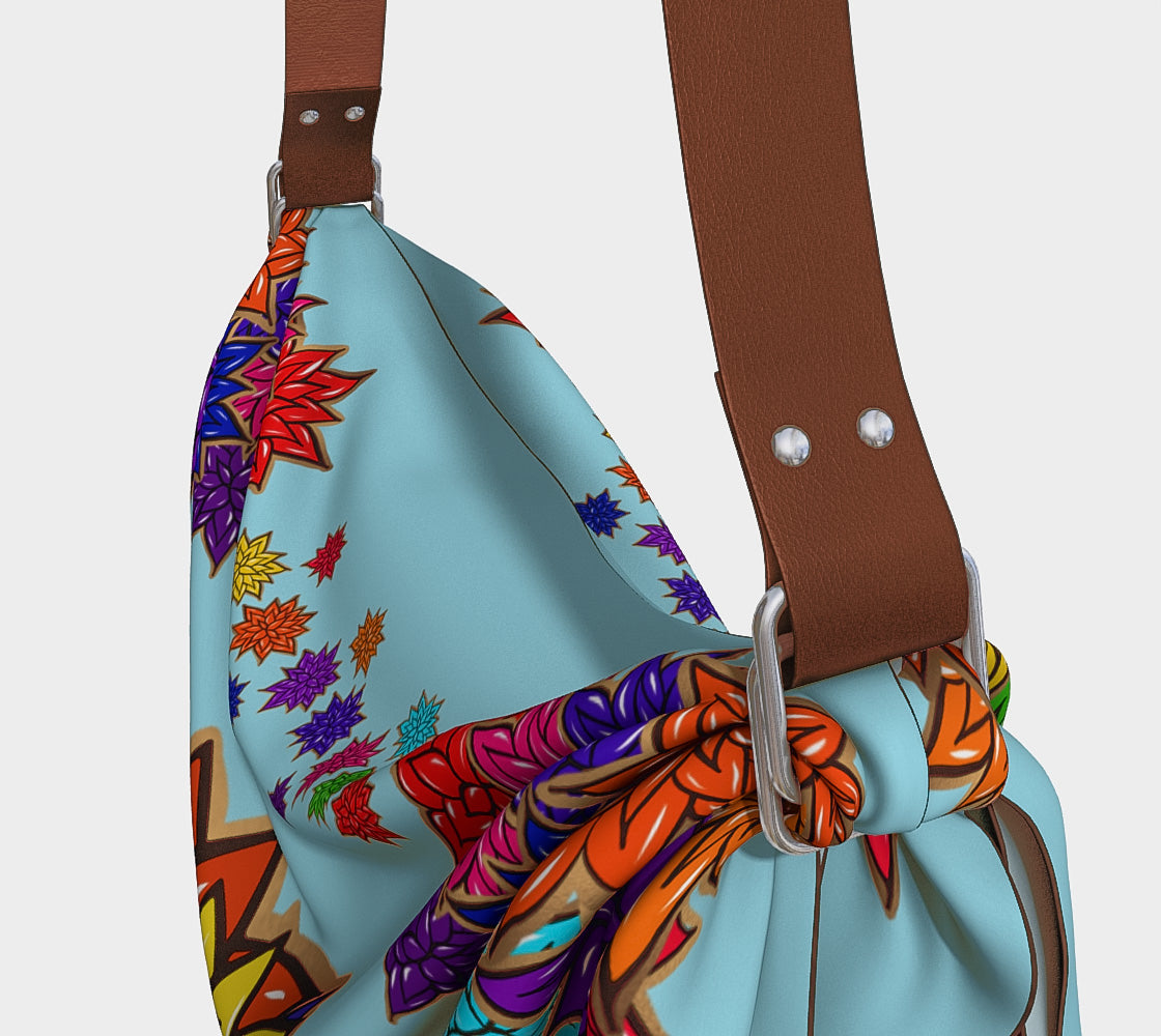 Beauty with Flowers - Origami Tote - lt. blue