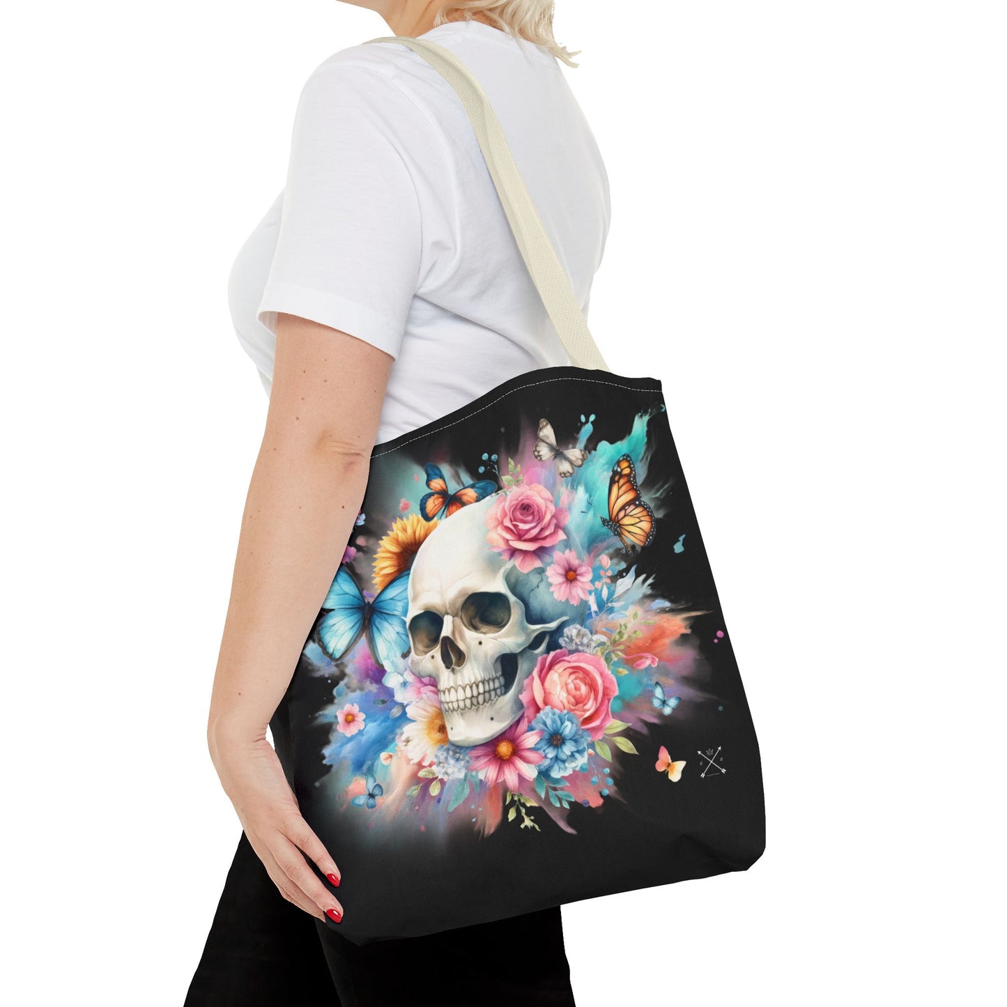 Watercolor Skull and Butterflies - Tote Bag (AOP)