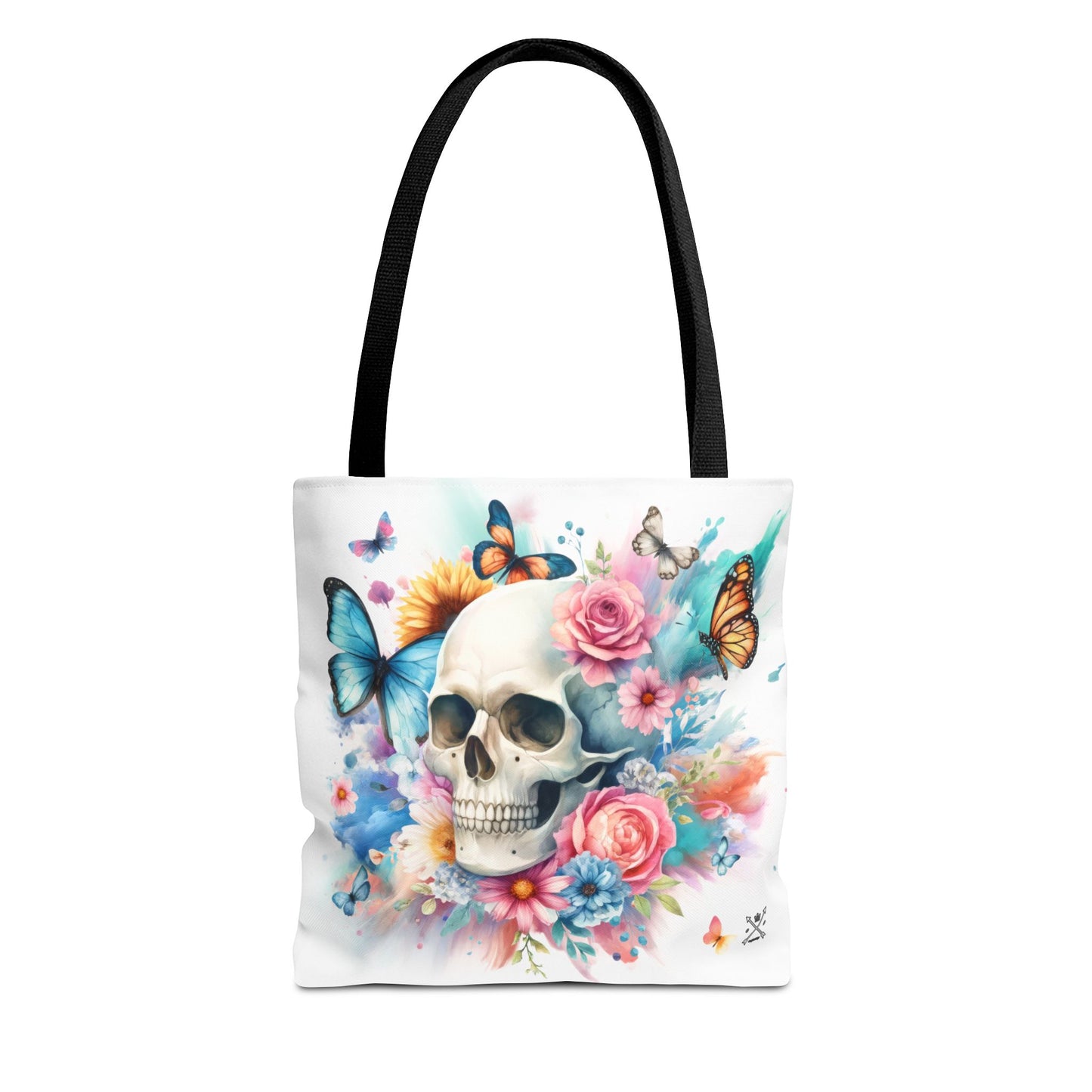 Watercolor Skull and Butterflies (white) - Tote Bag (AOP)