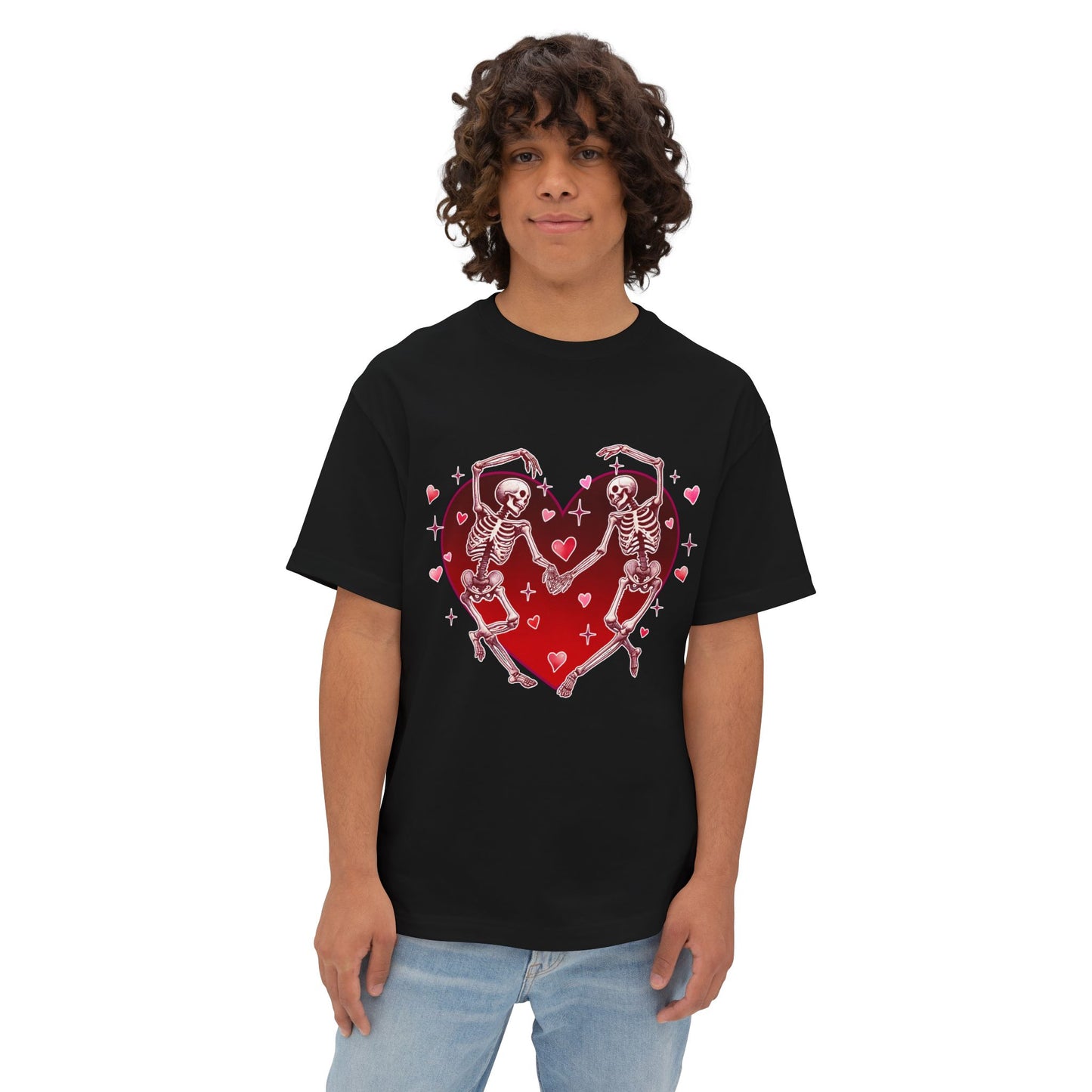 Skeleton Heart Lovers - Unisex Oversized Boxy T-shirt