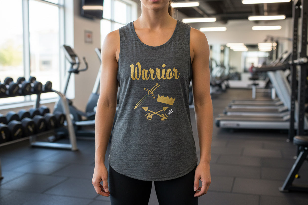 Women's Gold and Bold Warrior -  Flowy Scoop Muscle Tank