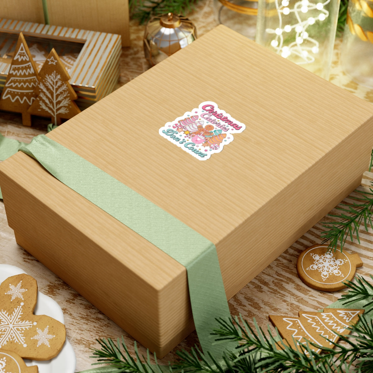 Kiss-Cut Stickers - Christmas Calories Don't Count, Christmas Cookies