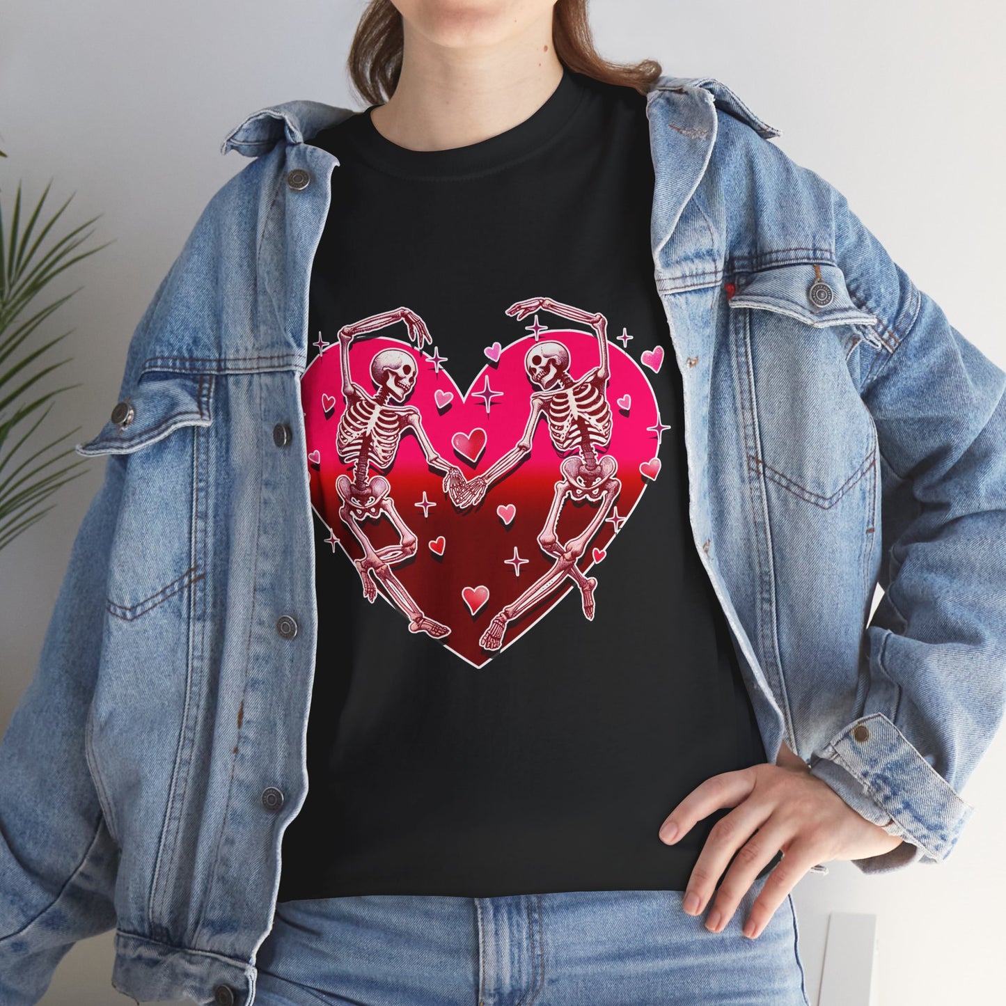 Skeleton Lovers Heart Graphic - Unisex Heavy Cotton T-shirt