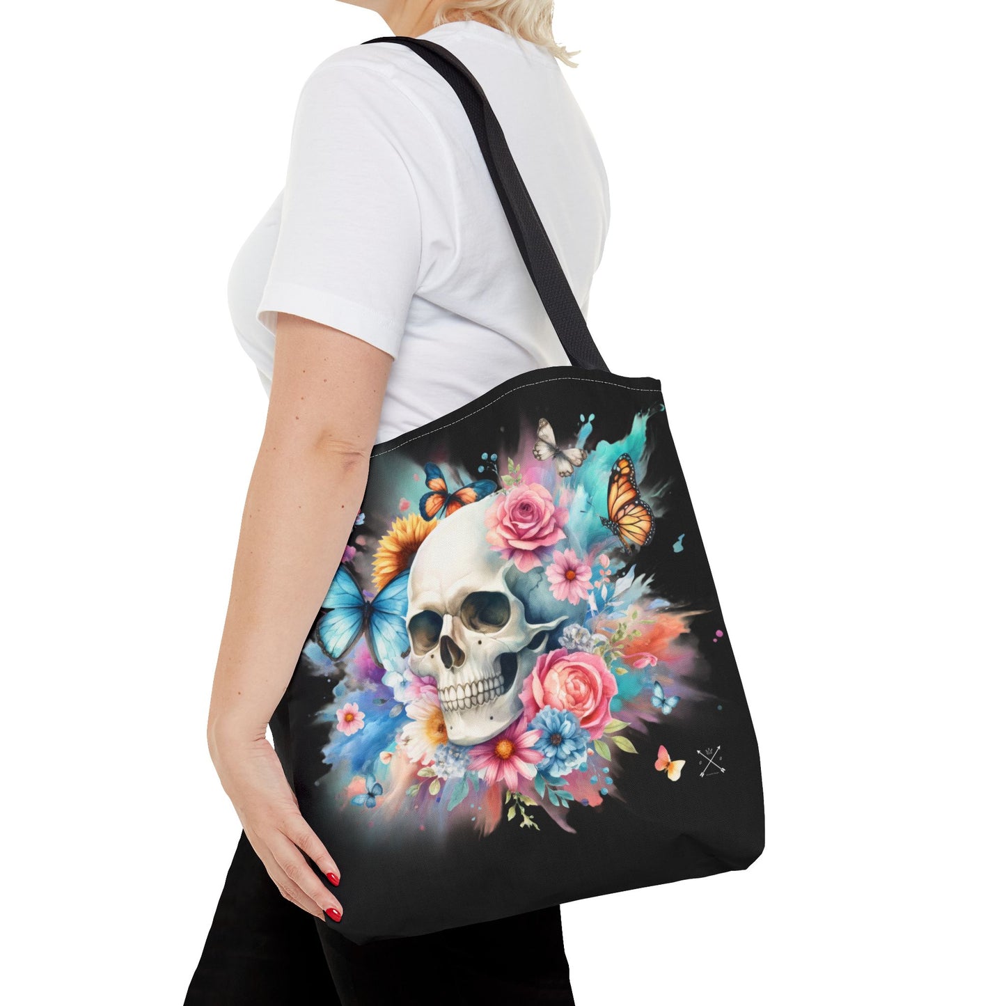 Watercolor Skull and Butterflies - Tote Bag (AOP)