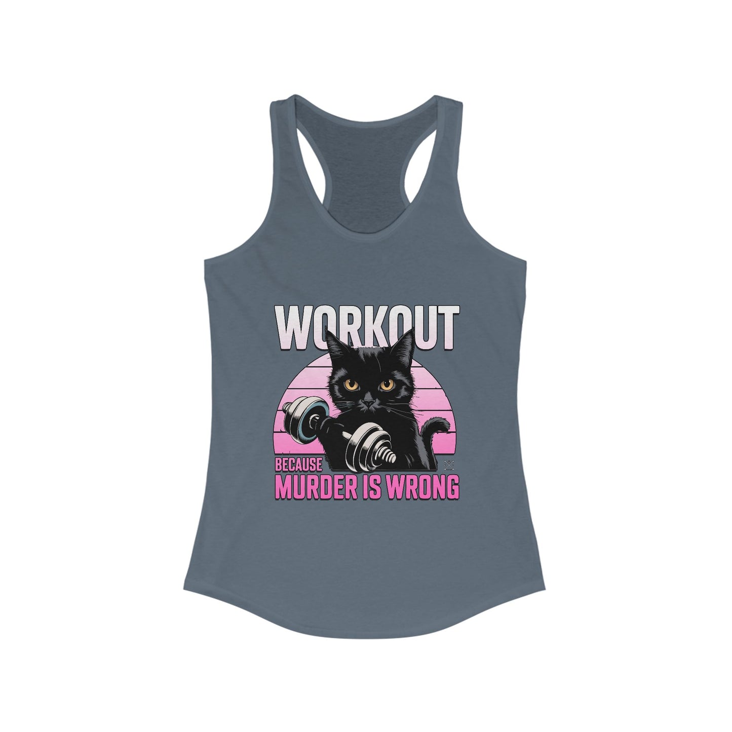 Women’s Workout Tank Top - 'Murder is Wrong' Cat Design