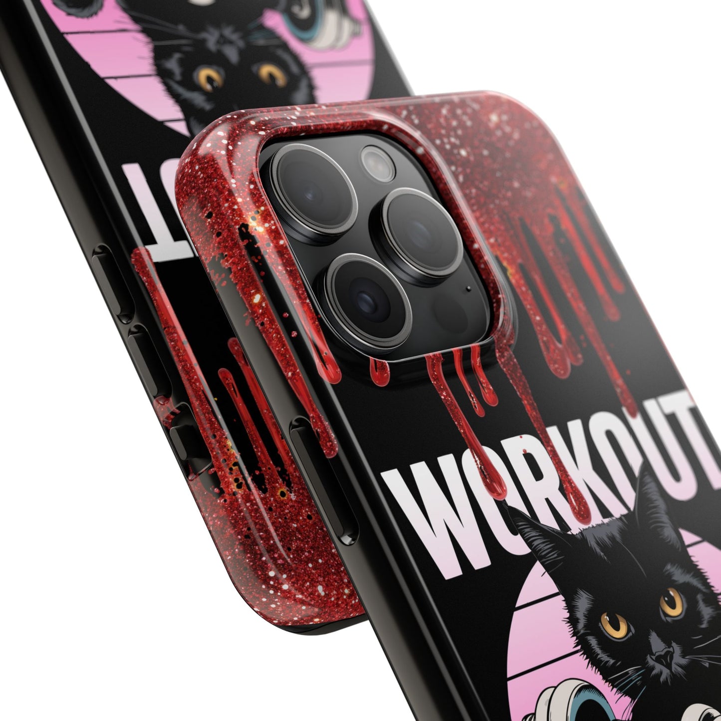 Edgy Cat Tough Phone Case - 'Workout Because Murder Is Wrong'