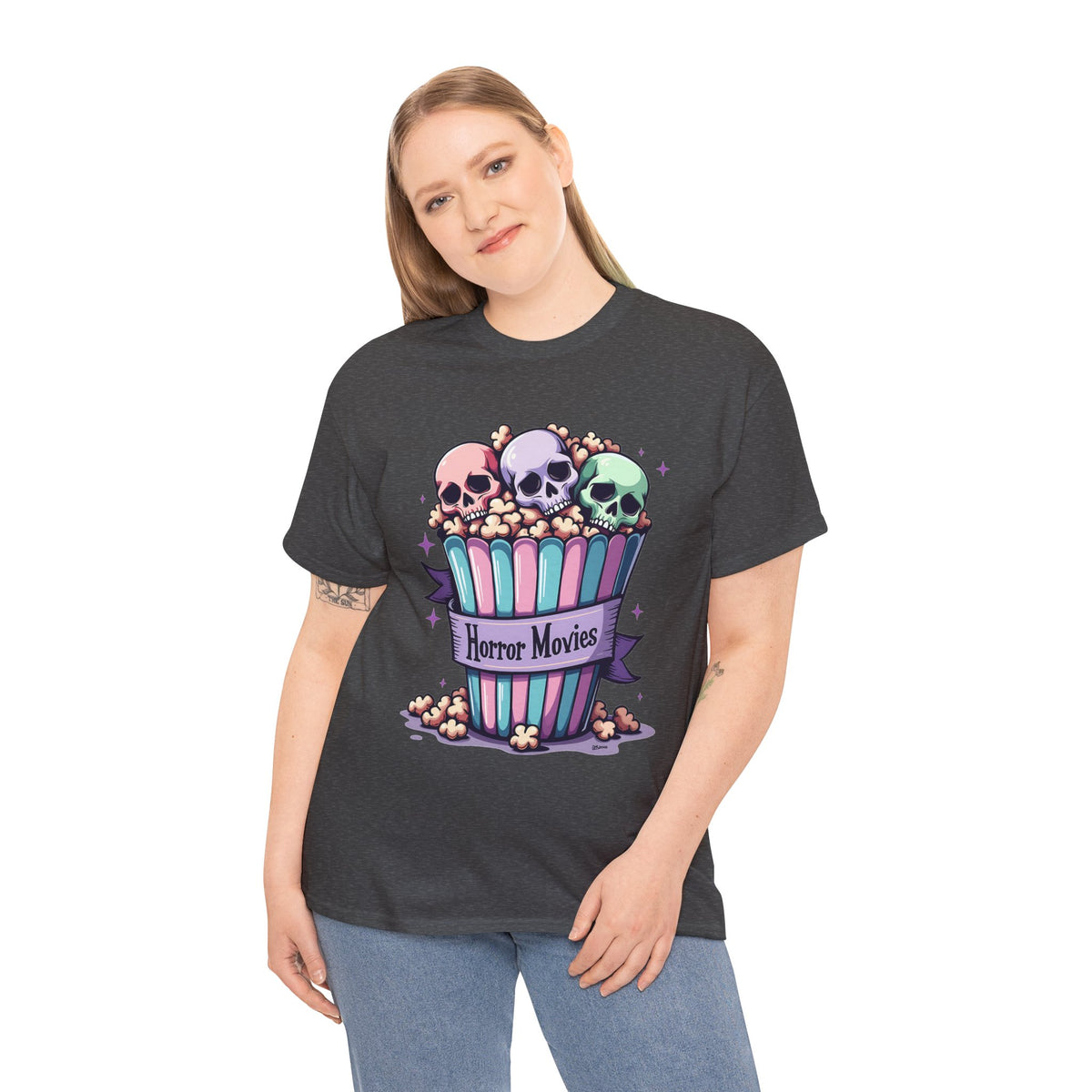 Horror Movies Popcorn Bucket - Unisex Cotton Tee