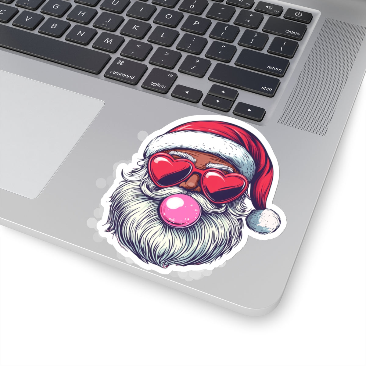 Christmas Stickers - Retro Black Bubblegum Santa