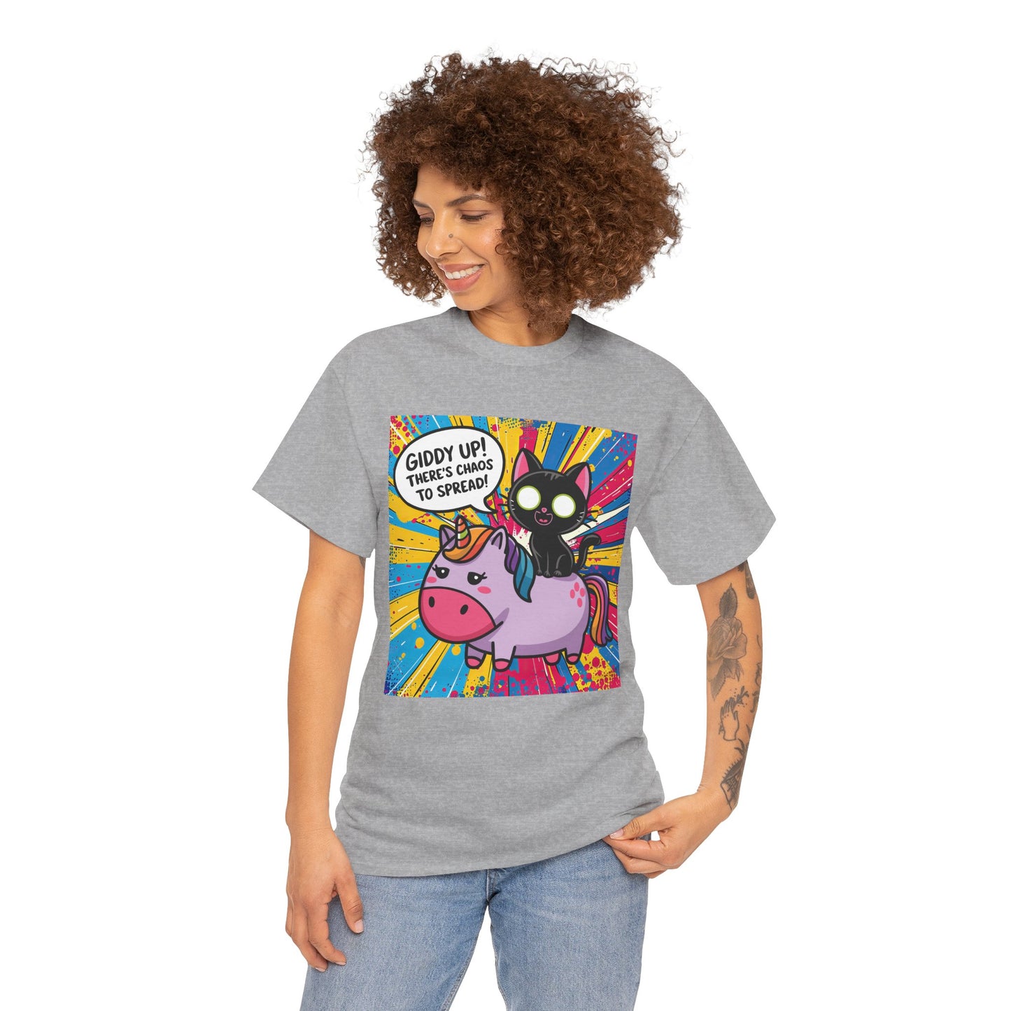 Giddy Up There’s Chaos To Spread - Unisex Heavy Cotton Tee