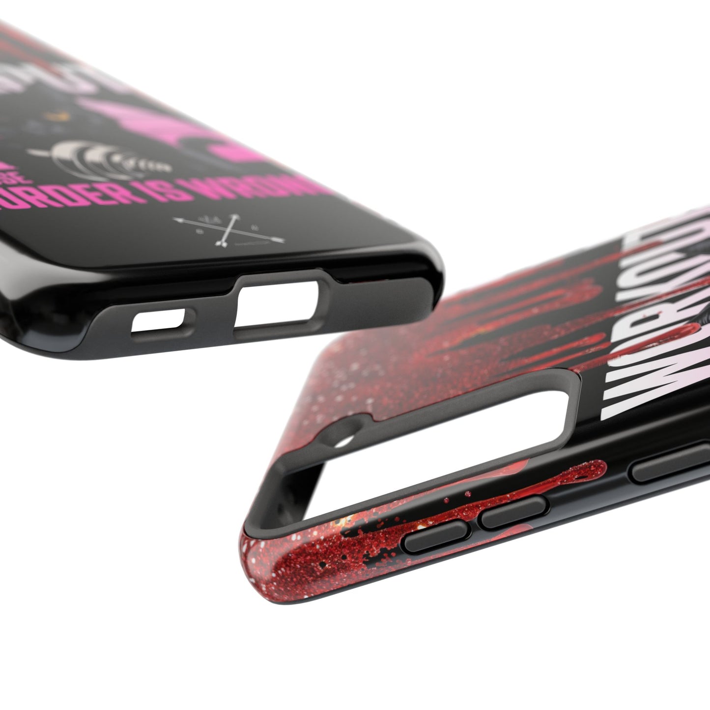 Edgy Cat Tough Phone Case - 'Workout Because Murder Is Wrong'