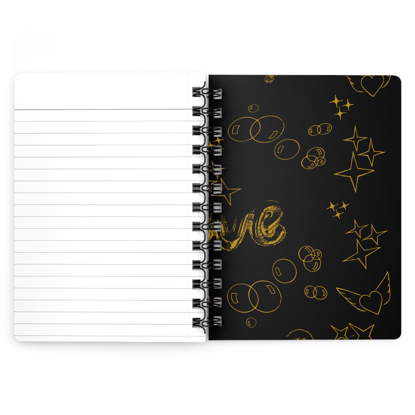 Love is Golden Watercolor (black) - Spiral Notebook - Ruled Line