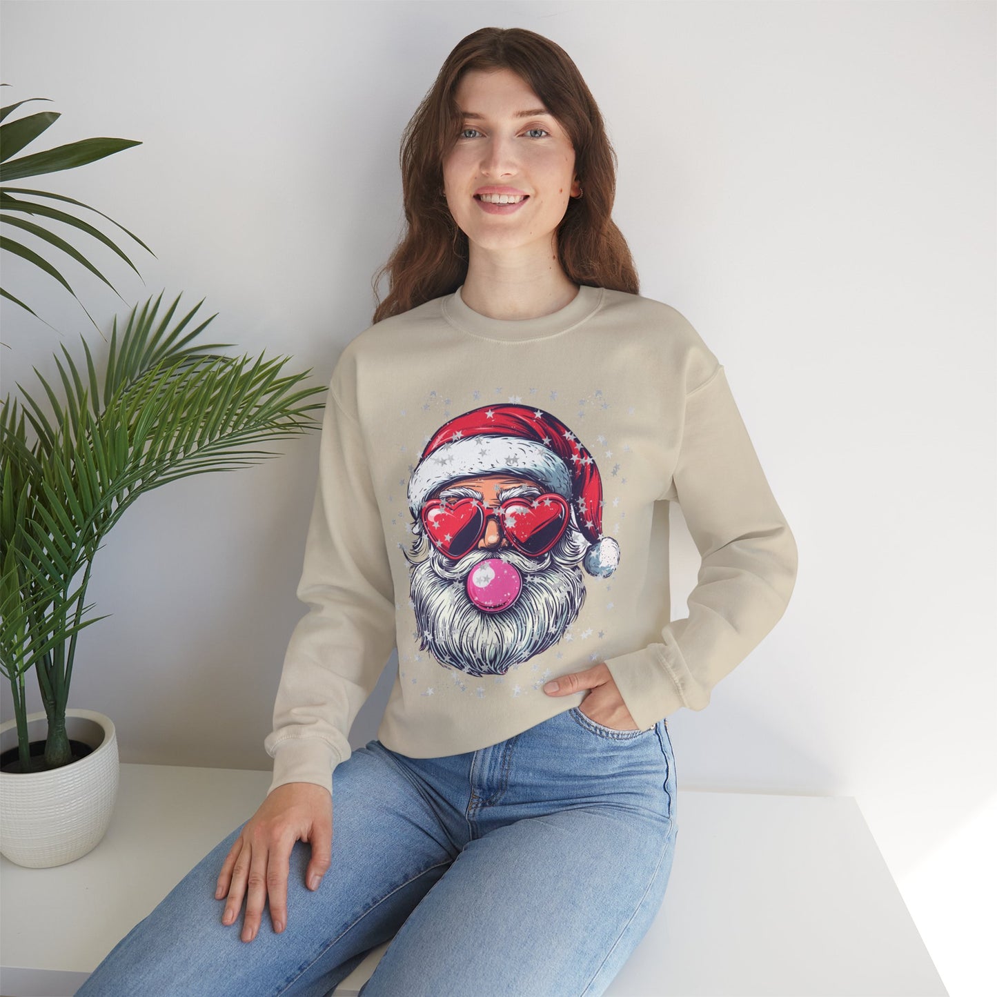 Retro Bubblegum Santa - Unisex Heavy Blend™ Crewneck Sweatshirt