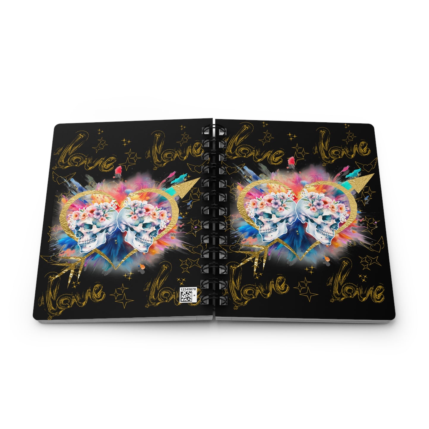 Love is Golden Watercolor (black) - Spiral Notebook - Ruled Line