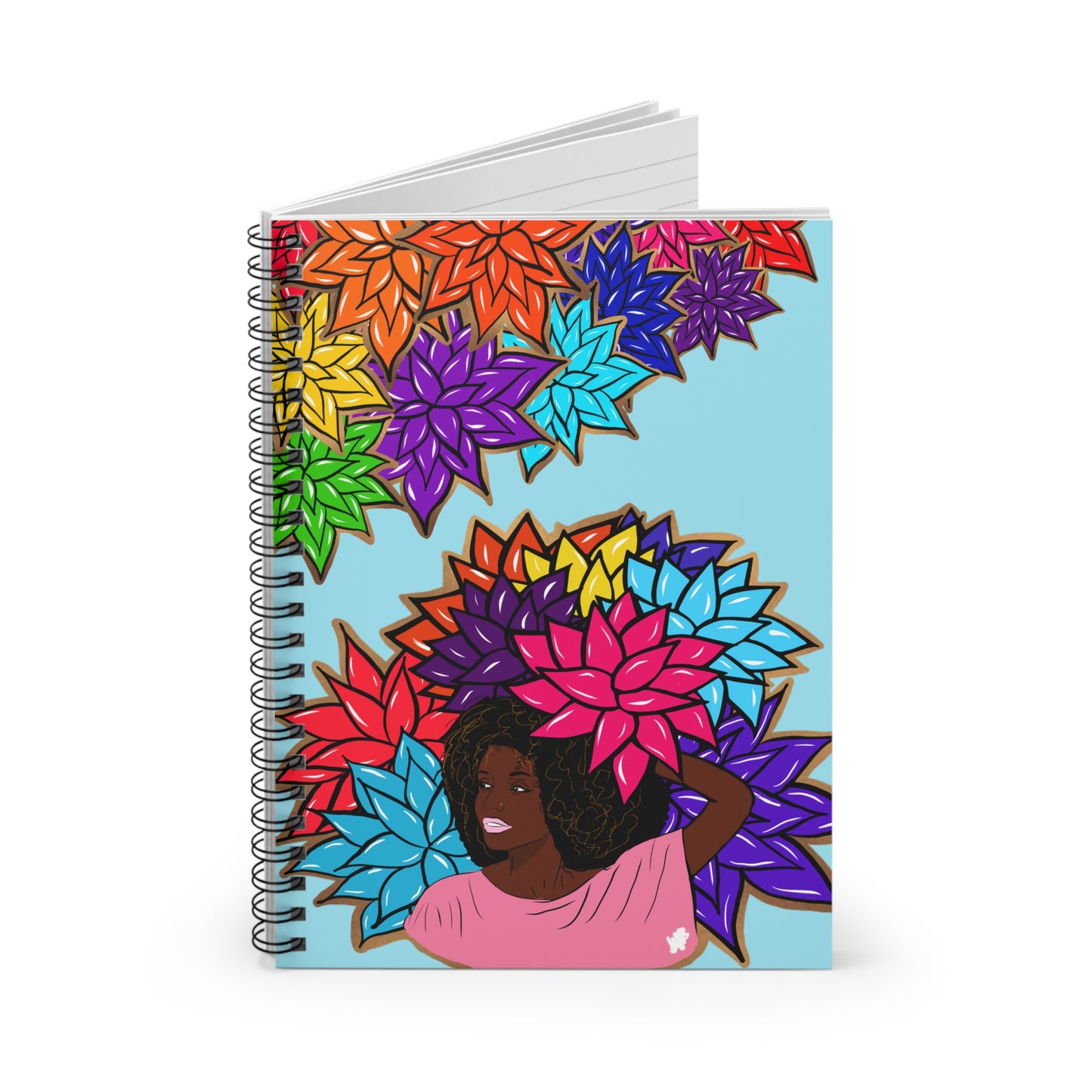 Beauty with Flowers - Spiral Notebook - Ruled Line