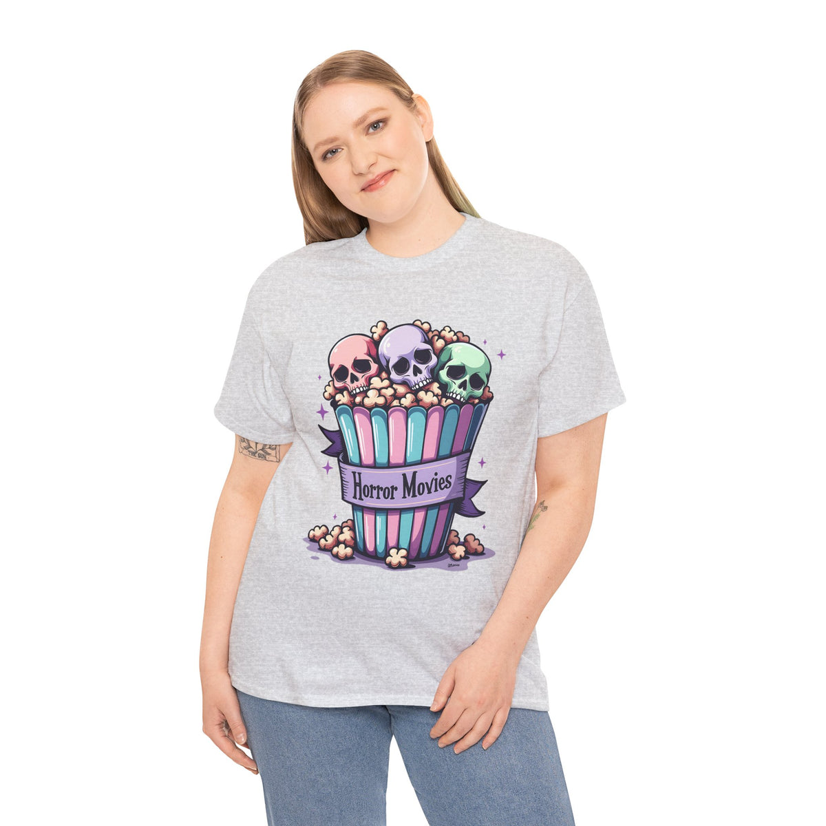 Horror Movies Popcorn Bucket - Unisex Cotton Tee