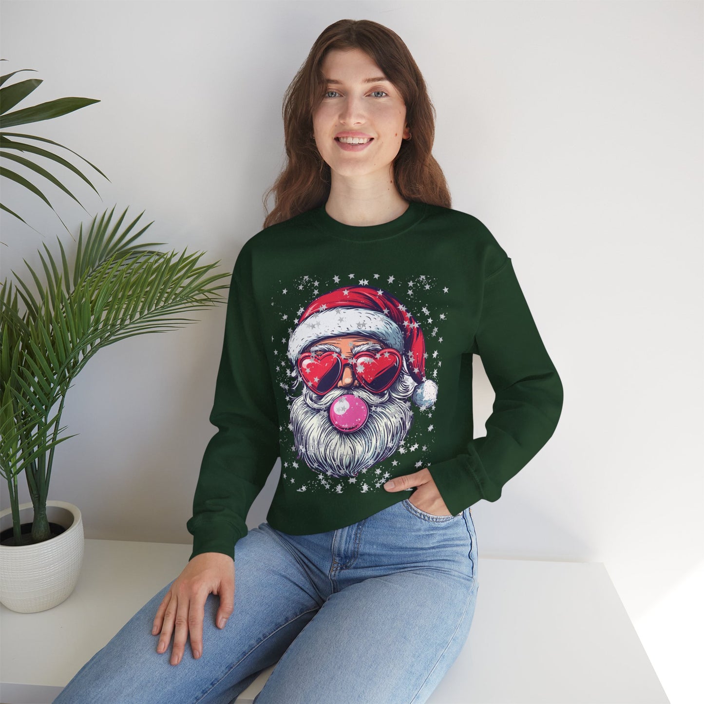 Retro Bubblegum Santa - Unisex Heavy Blend™ Crewneck Sweatshirt