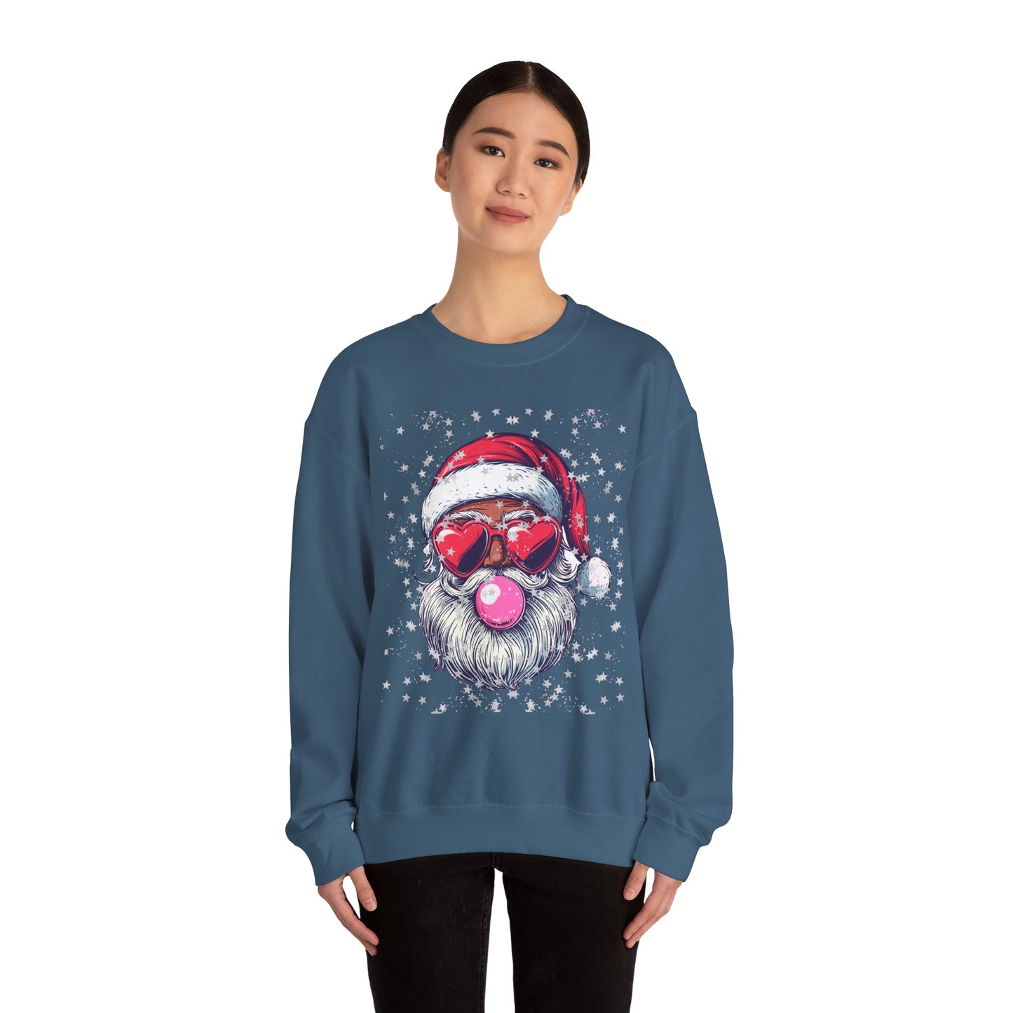 Retro Bubblegum Black Santa - Unisex Heavy Blend™ Crewneck Sweatshirt