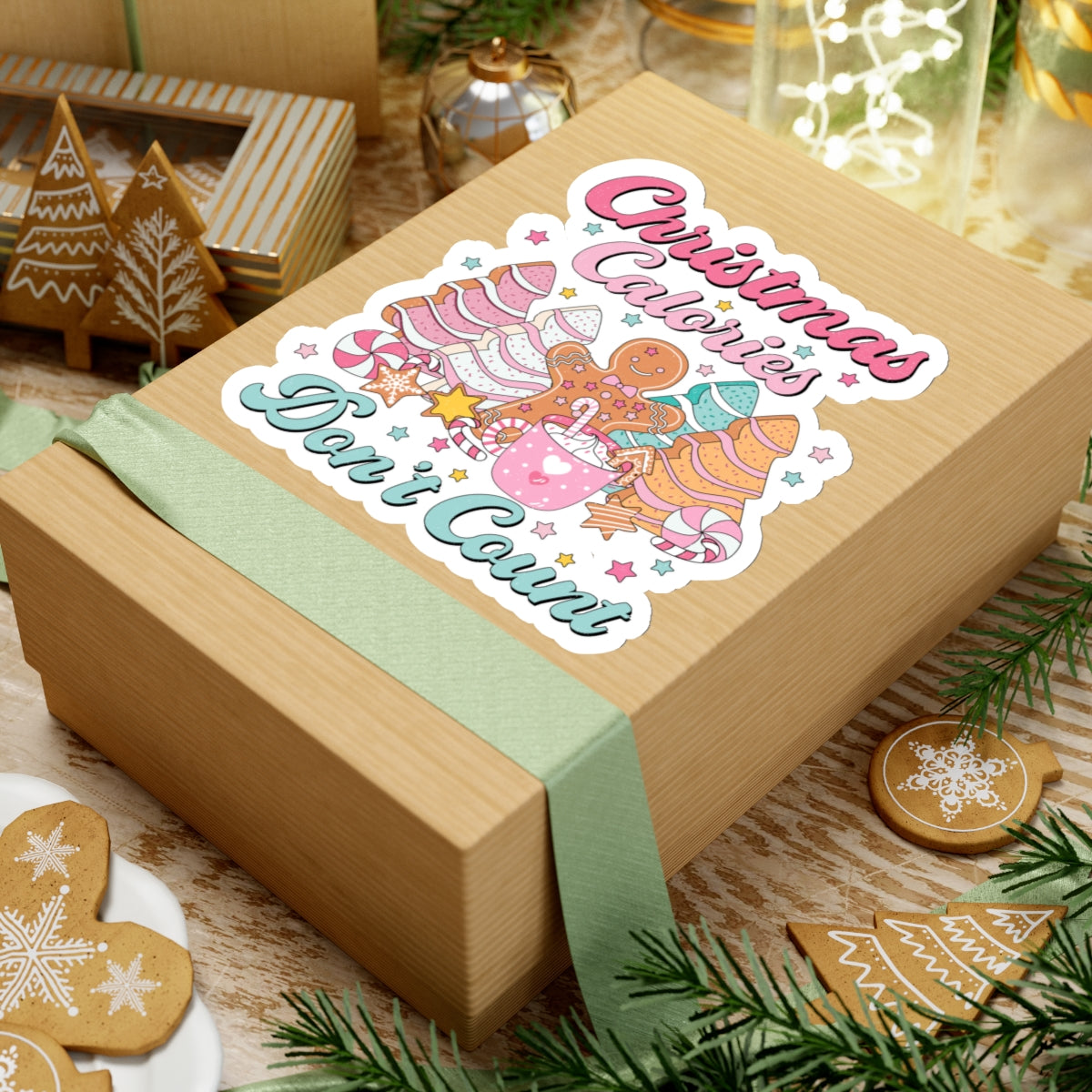 Kiss-Cut Stickers - Christmas Calories Don't Count, Christmas Cookies