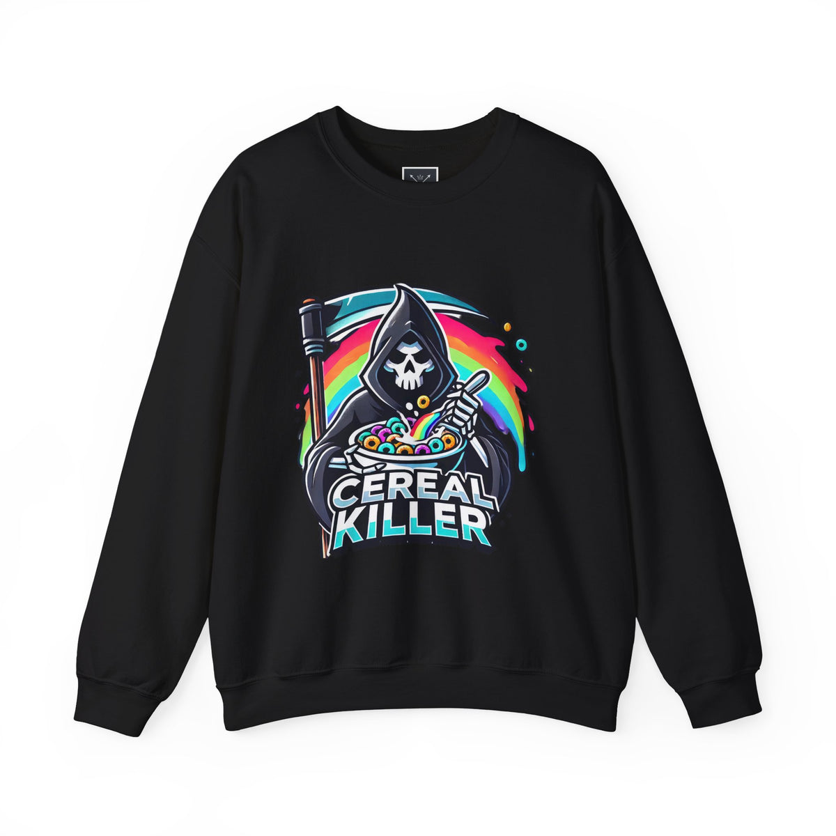 Cereal Killer Crewneck Sweatshirt — Funny Grim Reaper Cereal Graphic