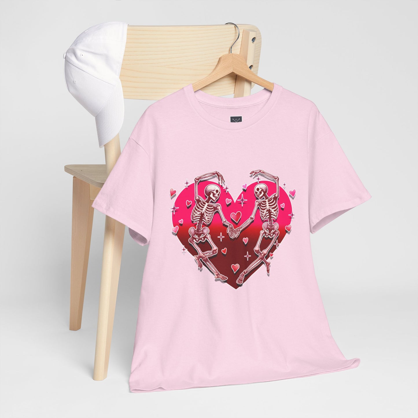 Skeleton Lovers Heart Graphic - Unisex Heavy Cotton T-shirt