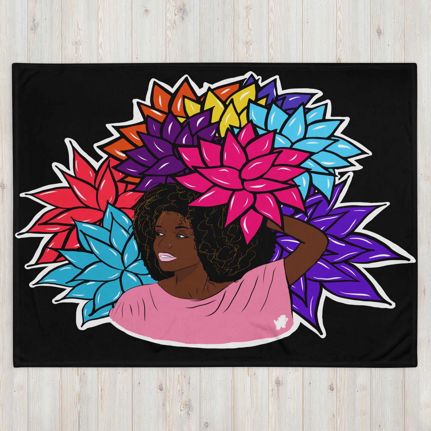 Beauty with Flowers - Throw Blanket