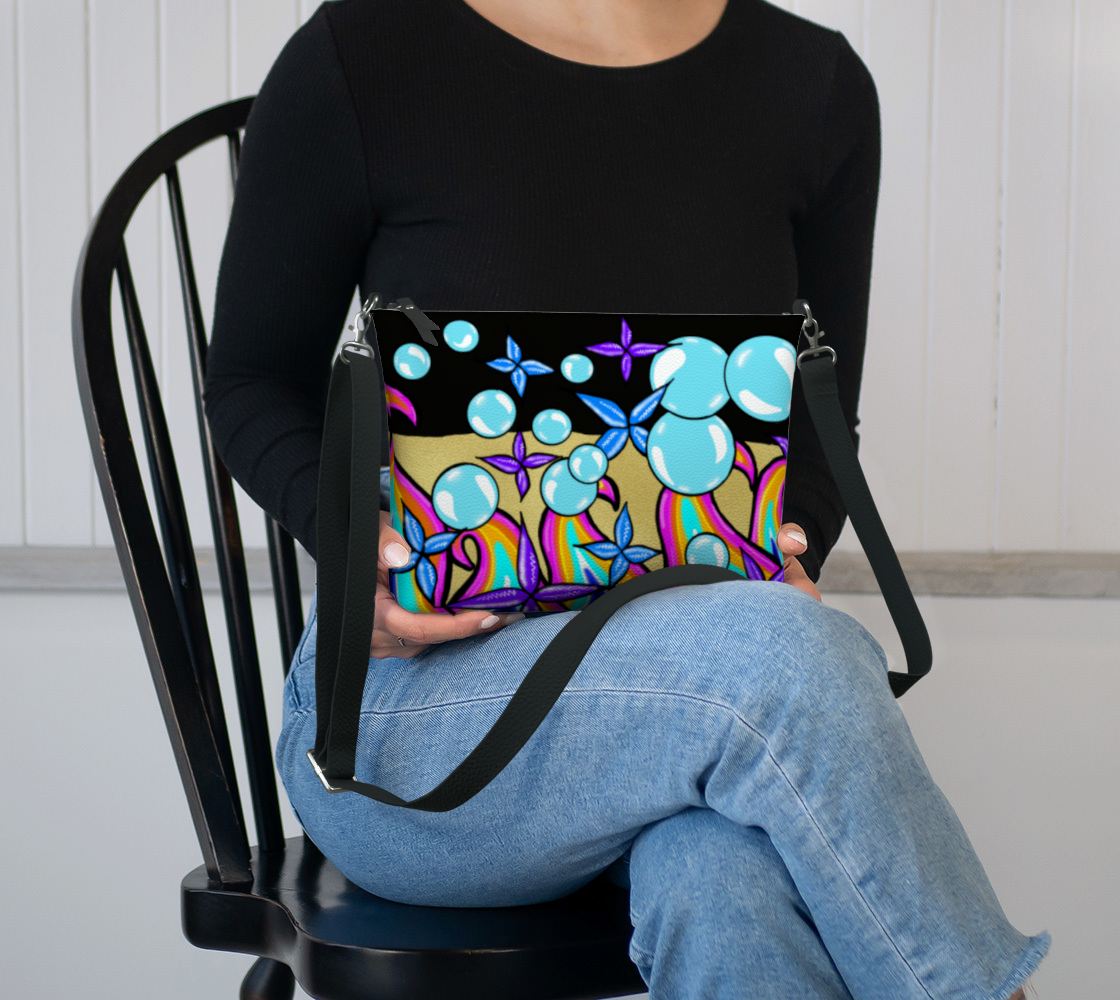Bubble Rave - Vegan Leather Crossbody - Black