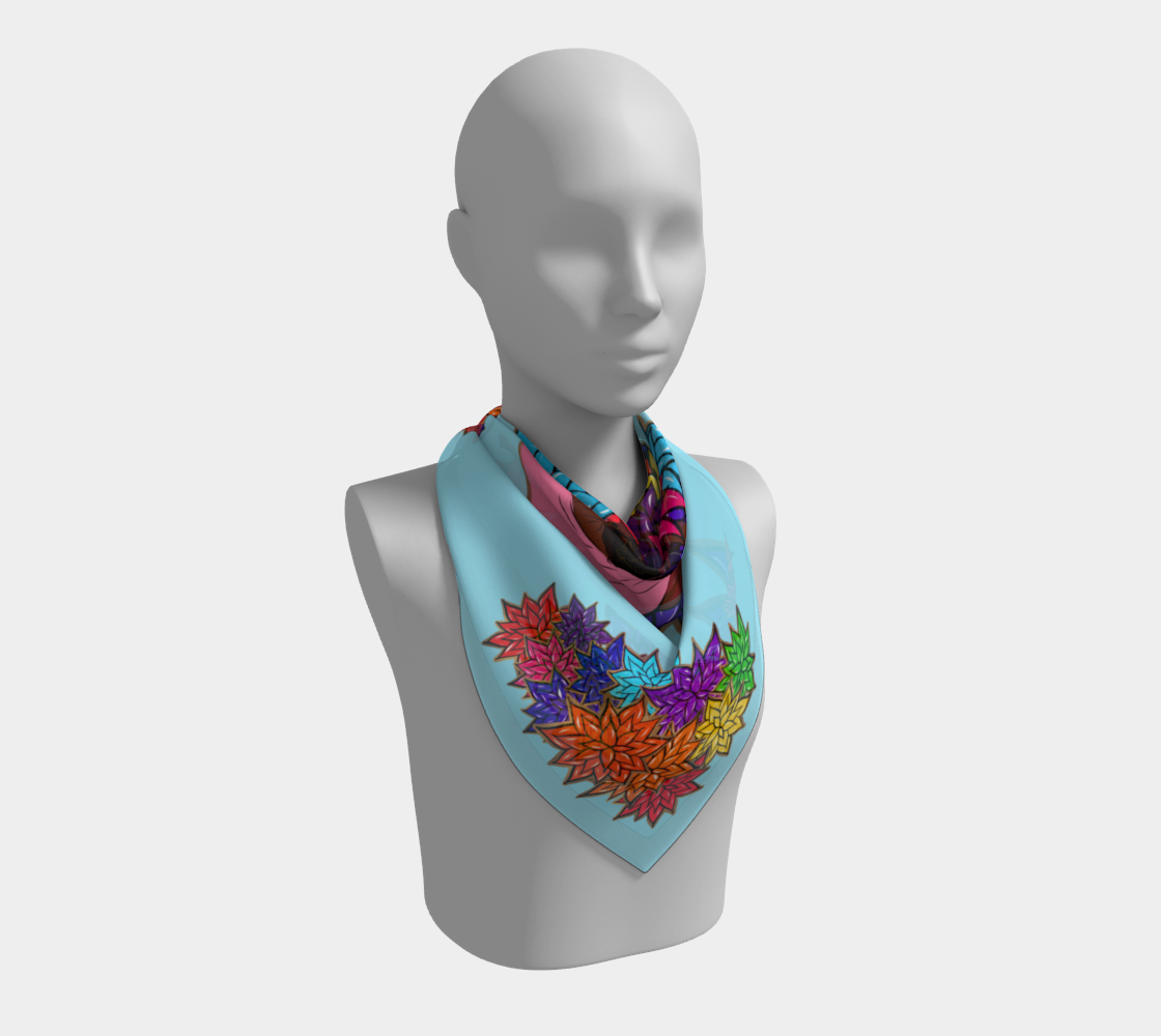 Beauty with Flowers - Square Scarf - lt. blue