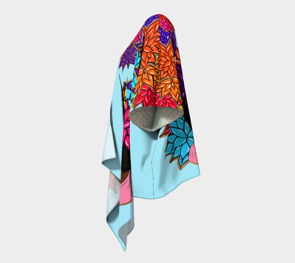 Beauty with Flowers -Draped Kimono - lt. blue