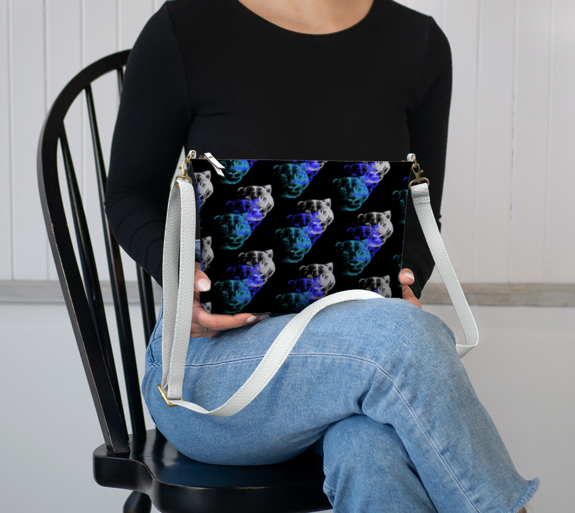 Lioness Arising Pattern - Vegan Leather Crossbody - Black