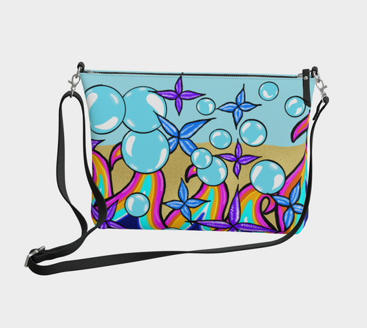 Bubble Rave - Vegan Leather Crossbody - Lt. Blue