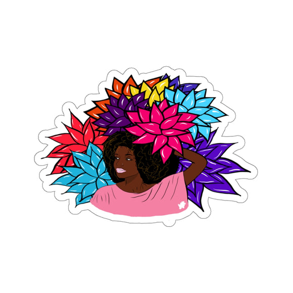 Beauty with Flower - Kiss-Cut Stickers