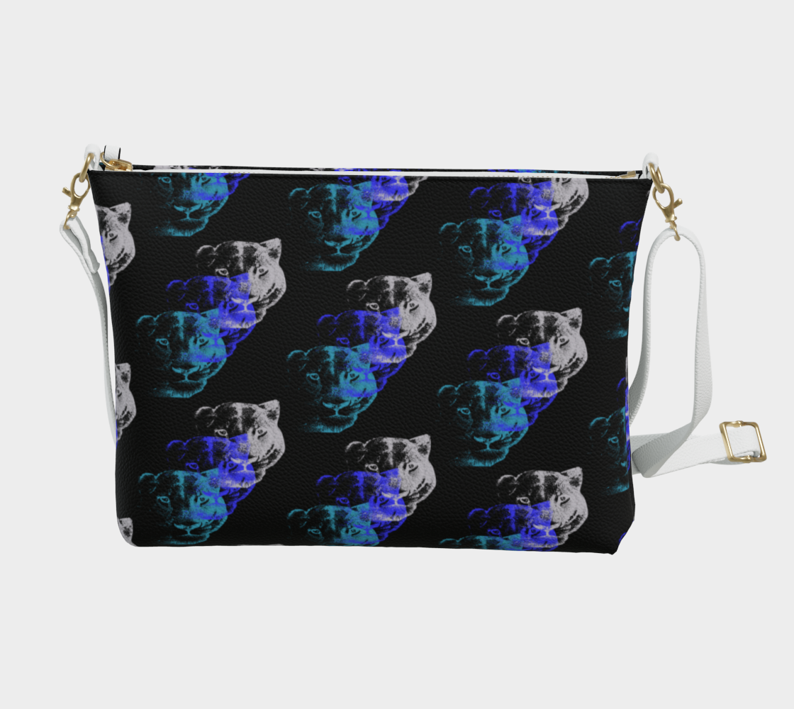 Lioness Arising Pattern - Vegan Leather Crossbody - Black