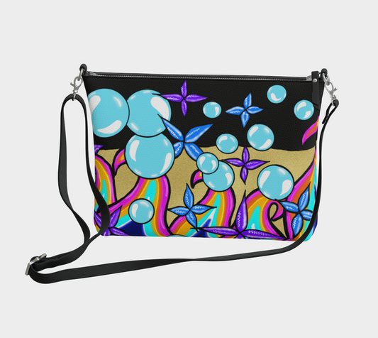 Bubble Rave - Vegan Leather Crossbody - Black