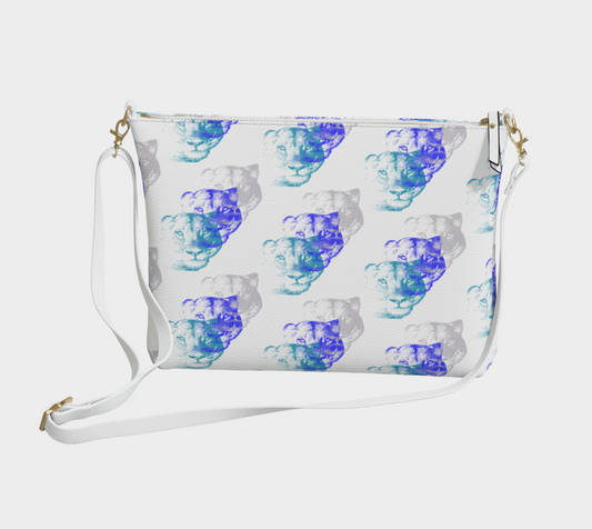 Lioness Arising Pattern - Vegan Leather Crossbody - white