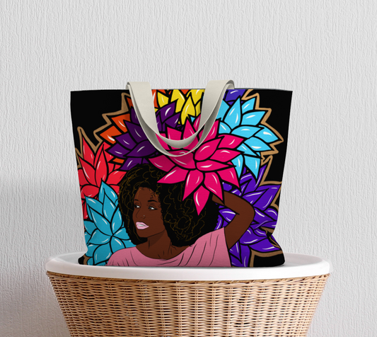 Beauty with Flowers Tote Bag