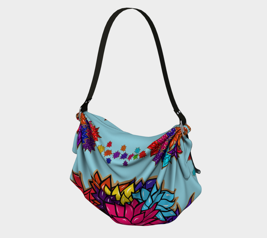 Beauty with Flowers - Origami Tote - lt. blue