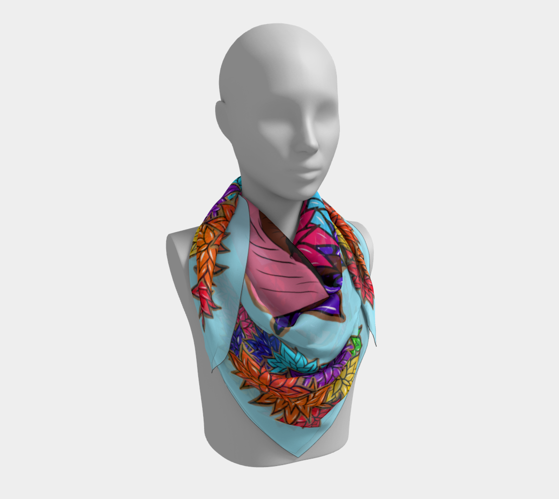 Beauty with Flowers - Square Scarf - lt. blue